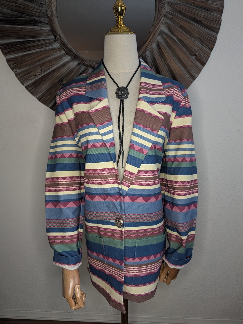 Vintage 90's Diamond L Western Wear Cotton Blazer Size Small